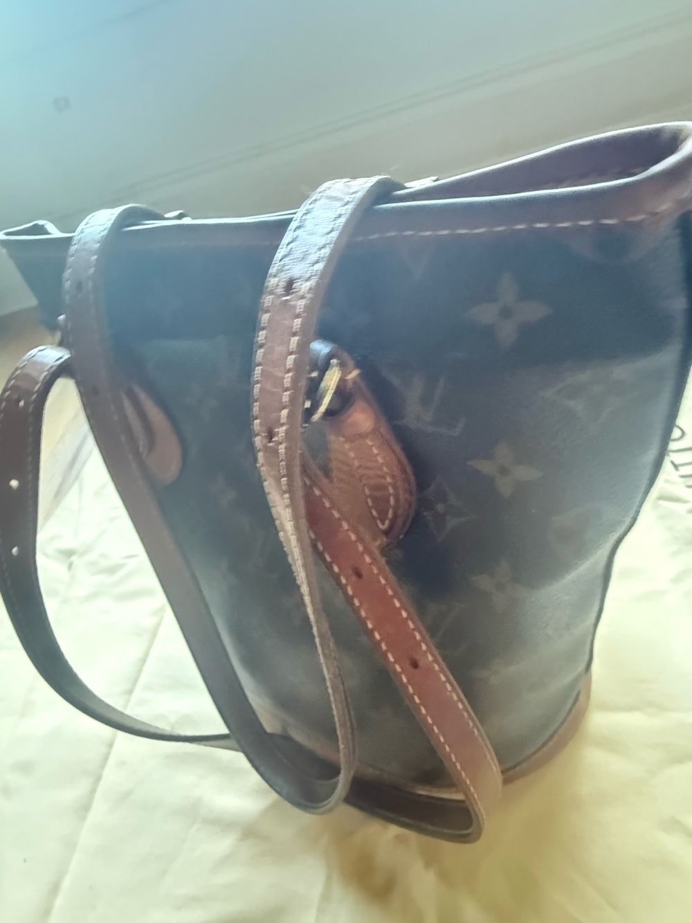 Louis Vuitton Petit Bucket Monogram Shoulder Bag M42238 / Vintage / Authentic - Picture 5 of 16